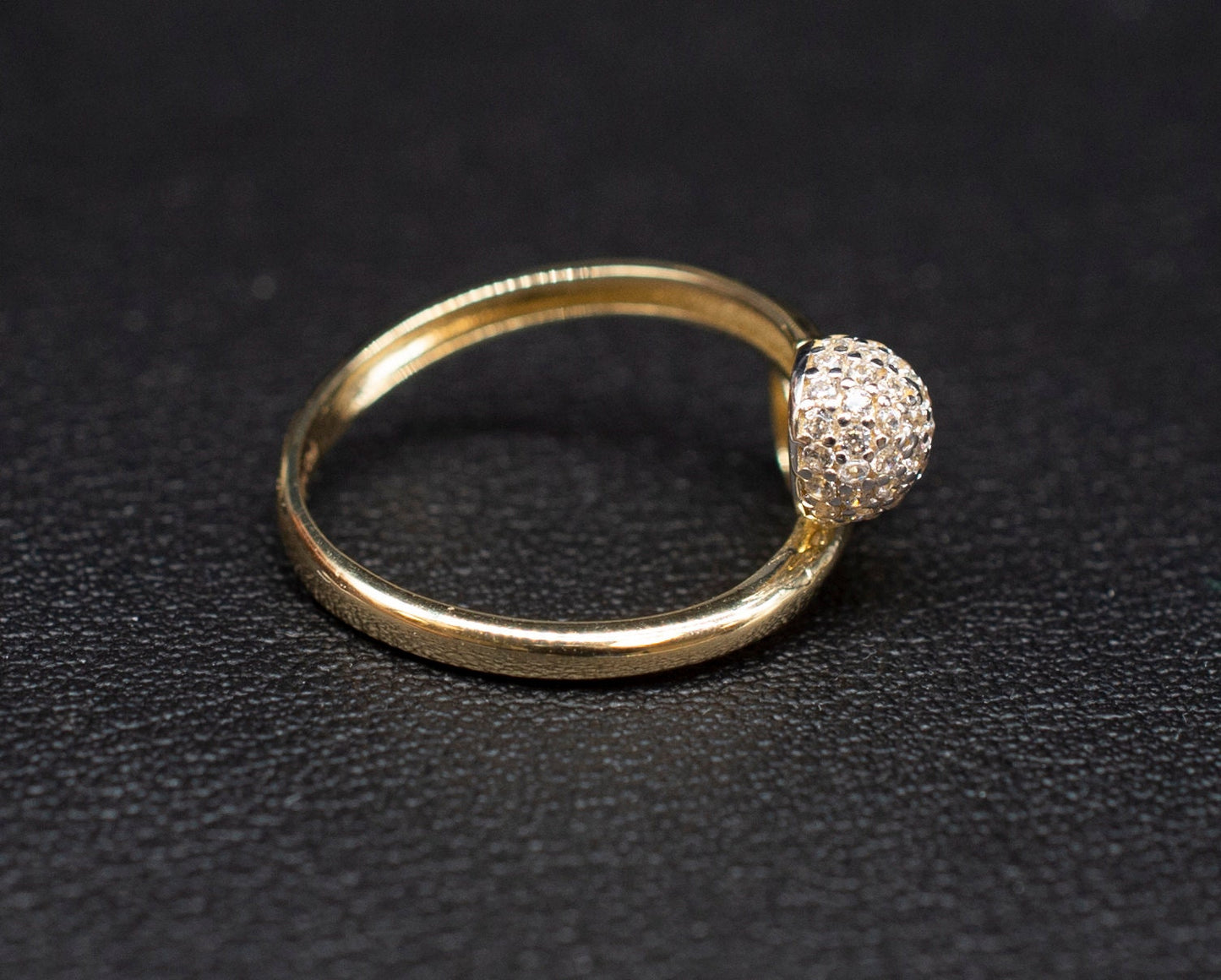 14K Solid Gold Bead Ball Ring, Real Yellow Gold Ring, Dainty Gold Ring for Women, Minimalist CZ Ring, Stackable Gold Jewelry