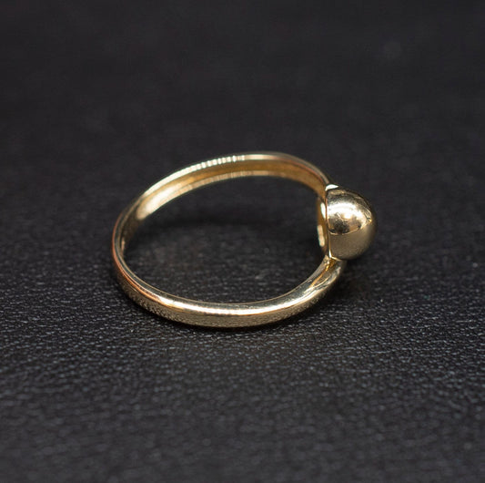 14k Real Solid Yellow Gold Bead Ball Ring, 14k Solid Gold Women Ring, Bad Ball Gemstone Gold Ring for Women, Gift, Gold Ring