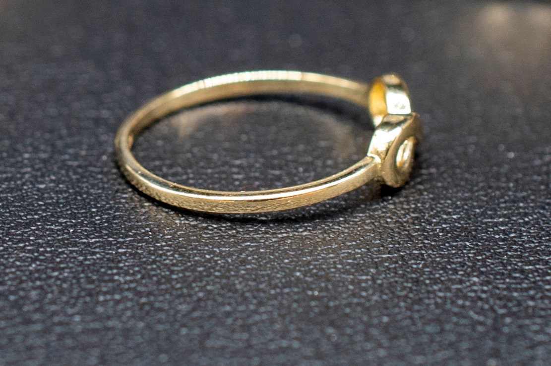 14k Real Solid Yellow Gold Infinity Ring, 14k Solid Gold Women Dainty Ring, Infinity Symbol Gold Ring for Women, Gift, Gold Women Ring
