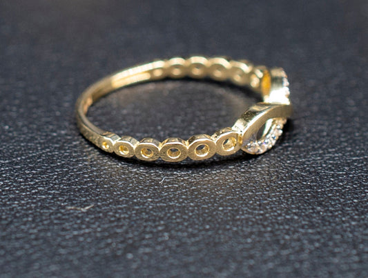 14k Real Solid Yellow Gold Infinity Ring, 14k Solid Gold Women Dainty Ring, Infinity Symbol Gemstone Gold Ring for Women, Gift, Gold Ring