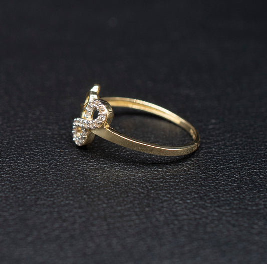 14k Real Solid Yellow Gold  Infinity Ring, 14k Solid Gold Women Dainty Ring, Infinity Symbol Gemstone Gold Ring for Women, Gift