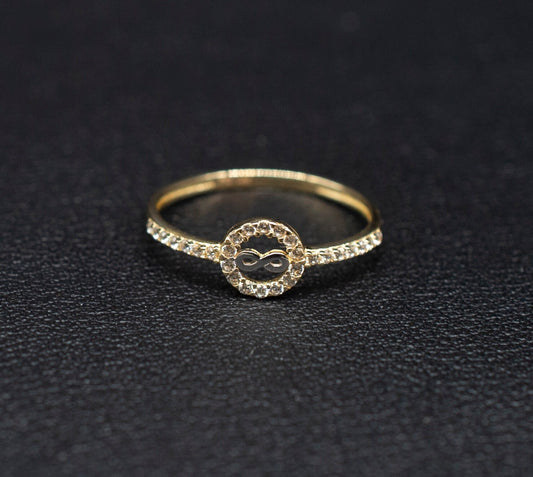 14k Real Solid Yellow Gold Infinity Ring, 14k Solid Gold Women Dainty Ring, Infinity Symbol Gemstone Gold Ring for Women, Gift, Gold Ring