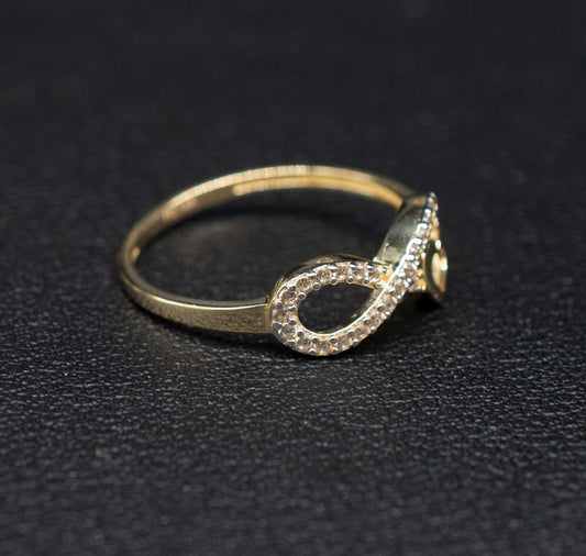 14k Real Solid Yellow Gold Infinity Heart Ring, 14k Solid Gold Women Heart Ring, Infinity Symbol Gemstone Gold Ring for Women, Gift,
