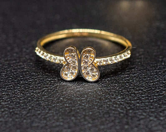 14k Real Solid Yellow Gold Butterfly Ring, 14k Solid Gold Women Dainty Ring, Butter Symbol Gemstone Gold Ring for Women, Gift, Gold Ring