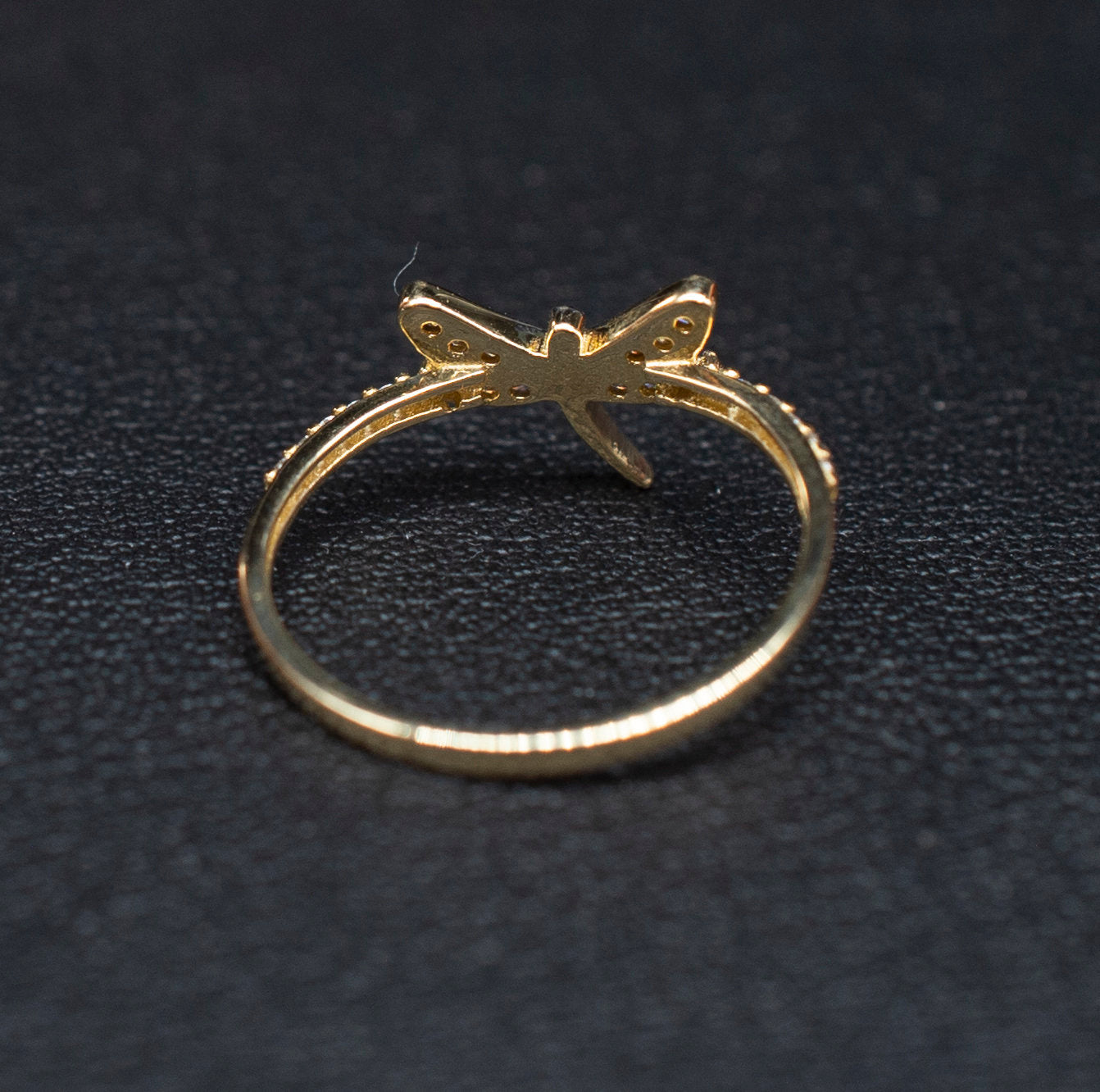14k Real Solid Yellow Gold Dragonfly Ring, 14k Solid Gold Women Dainty Ring, Dragonfly Gemstone Gold Ring for Women, Gift, Gold Ring