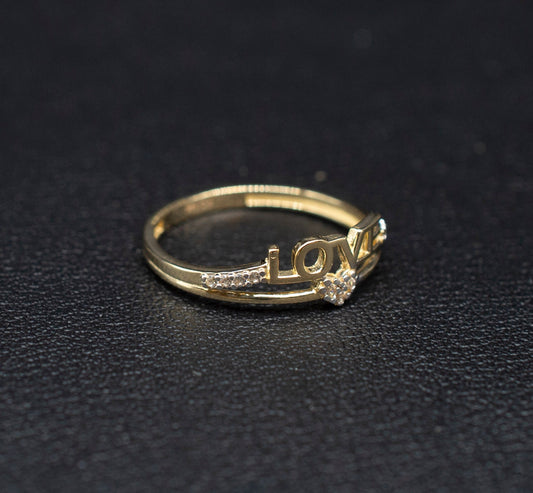 14k Real Solid Yellow Gold Love with Heart Ring, 14k Solid Gold Women Heart Ring,Love Gemstone Gold Ring for Women, Gift