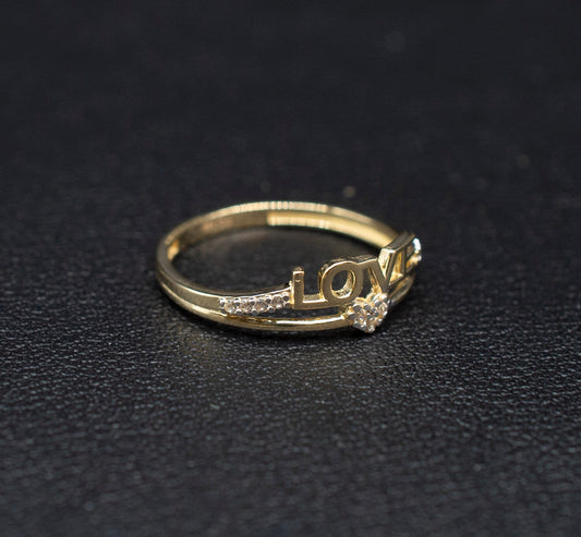 14k Real Solid Yellow Gold Love with Heart Ring, 14k Solid Gold Women Heart Ring,Love Gemstone Gold Ring for Women, Gift