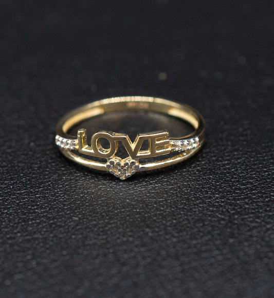 14k Real Solid Yellow Gold Love with Heart Ring, 14k Solid Gold Women Heart Ring,Love Gemstone Gold Ring for Women, Gift