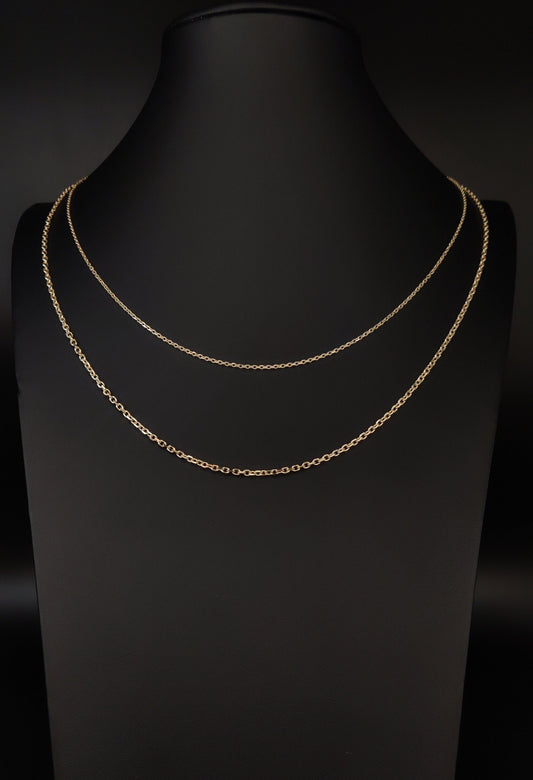 Solid 14K Yellow Gold Diamond Cut Cable Link Chain Necklace, Yellow Gold Rolo Cable Chain ,Men Women Gold Rolo Chain Real 14k Gold