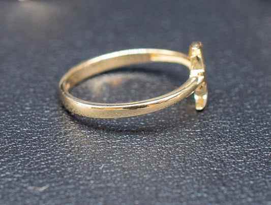 14k Real Solid Yellow Gold Moon and Star Ring, 14k Solid Gold Women Dainty Ring, Crescent Gemstone Gold Ring for Women, Gift,Moon Gold Ring