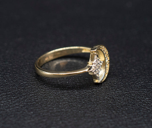 14k Real Solid Yellow Gold Moon and Star Ring, 14k Solid Gold Women Dainty Ring, Crescent Gemstone Gold Ring for Women, Gift,Moon Gold Ring