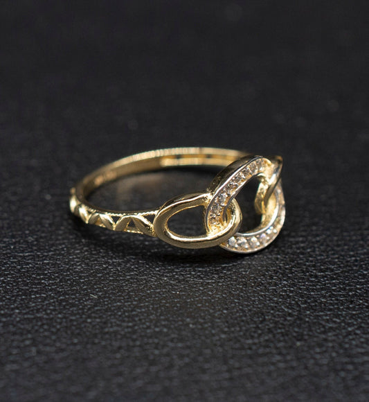 14K Solid Gold Triple Circle Ring, Dainty Gold Ring for Women, Minimalist CZ Circle Ring, Real Gold Stackable Ring, 14k Solid Gold Women