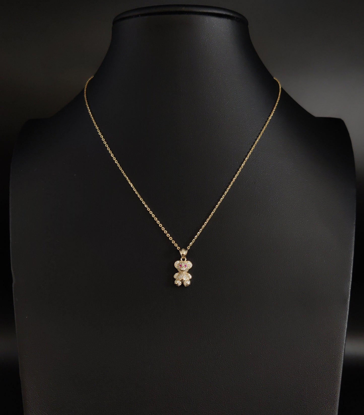 14k Real Gold Pendants Necklace,14K Real SOLID Gold Teddy Bear, 14k Real Gold 1 mm Cable  Chain Necklace,14k Gold Baby Teddy Bear