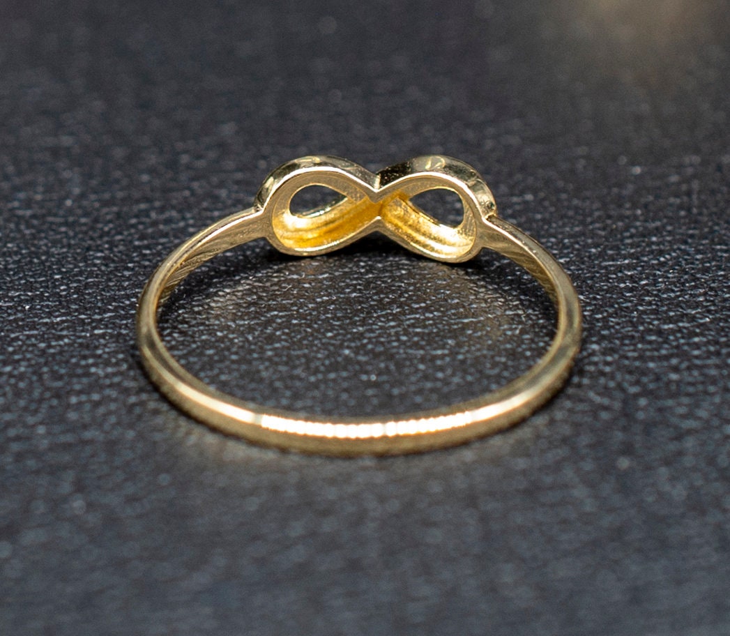 14k Real Solid Yellow Gold Infinity Ring, 14k Solid Gold Women Dainty Ring, Infinity Symbol Gold Ring for Women, Gift, Gold Women Ring