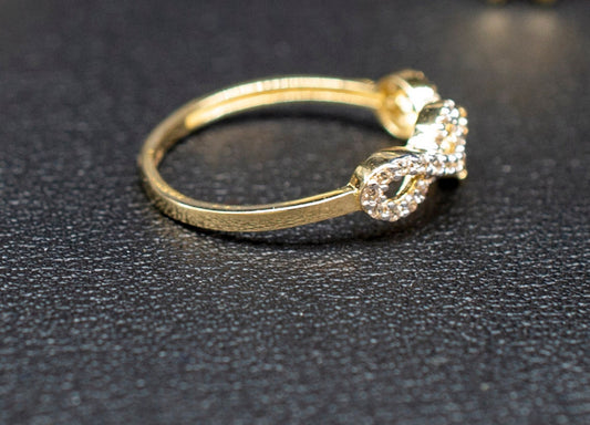 10k Real Solid Yellow Gold Infinity Ring, 10k Solid Gold Women Dainty Ring, Infinity Symbol Gemstone Gold Ring for Women, Gift