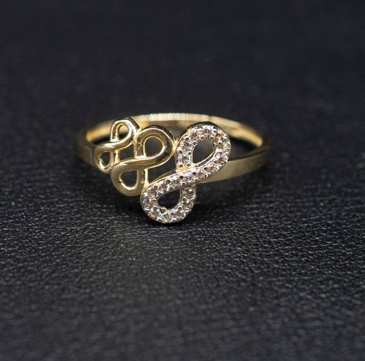 14k Real Solid Yellow Gold Infinity Ring, 14k Solid Gold Women Dainty Ring, Infinity Symbol Gemstone Gold Ring for Women, Gift