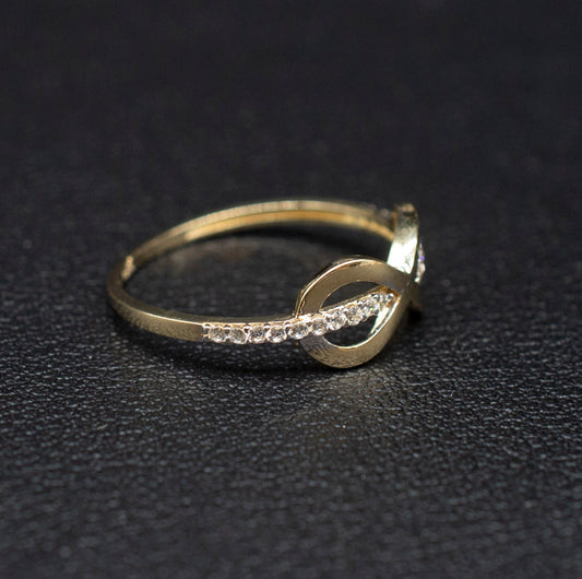 14k Real Solid Yellow Gold Infinity Ring, 14k Solid Gold Women Dainty Ring, Infinity Symbol Gemstone Gold Ring for Women, Gift, Gold Ring