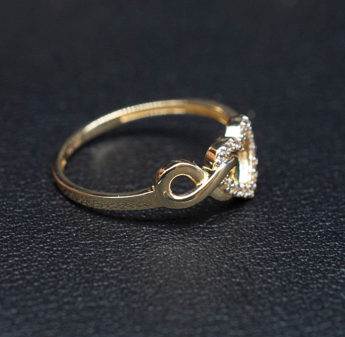 10k Real Solid Yellow Gold Infinity Heart Ring, 10k Solid Gold Women Heart Ring, Infinity Symbol Gemstone Gold Ring, Valentine's day