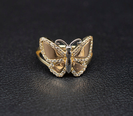 14k Real Solid Yellow Gold Butterfly Ring, 14k Solid Gold Women Dainty Ring, Butter Symbol Gemstone Gold Ring for Women, Gift, Gold Ring