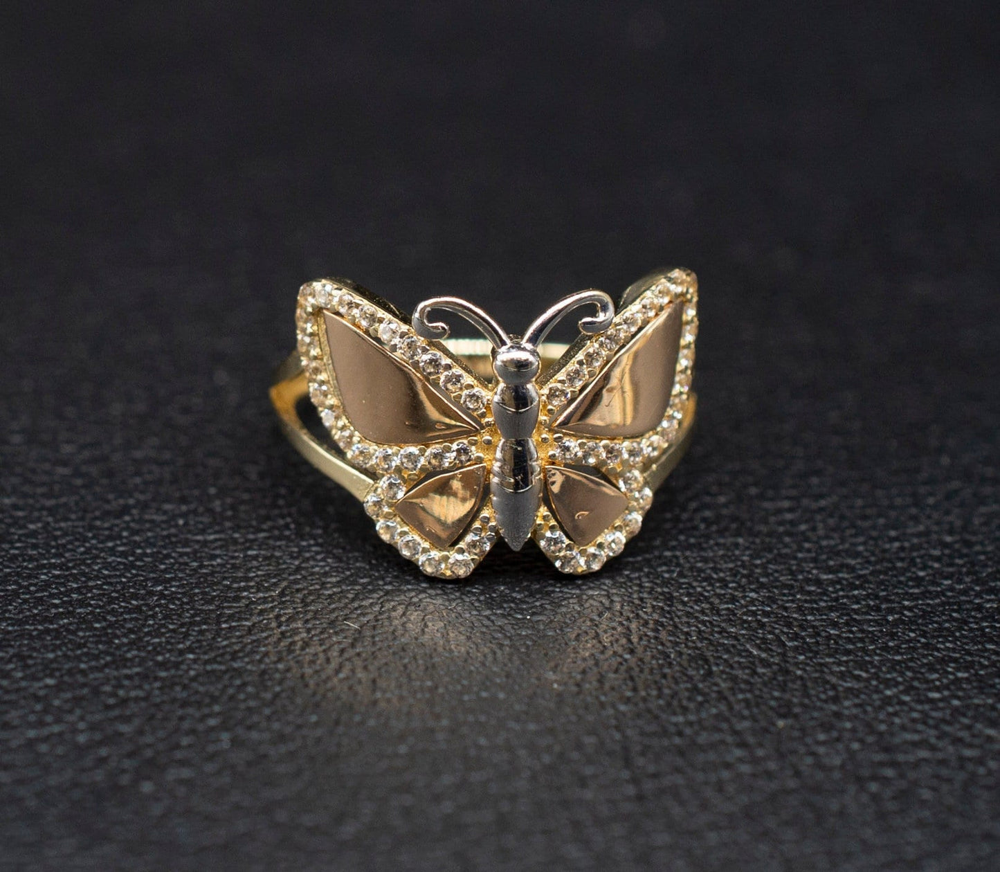 14k Real Solid Yellow Gold Butterfly Ring, 14k Solid Gold Women Dainty Ring, Butter Symbol Gemstone Gold Ring for Women, Gift, Gold Ring