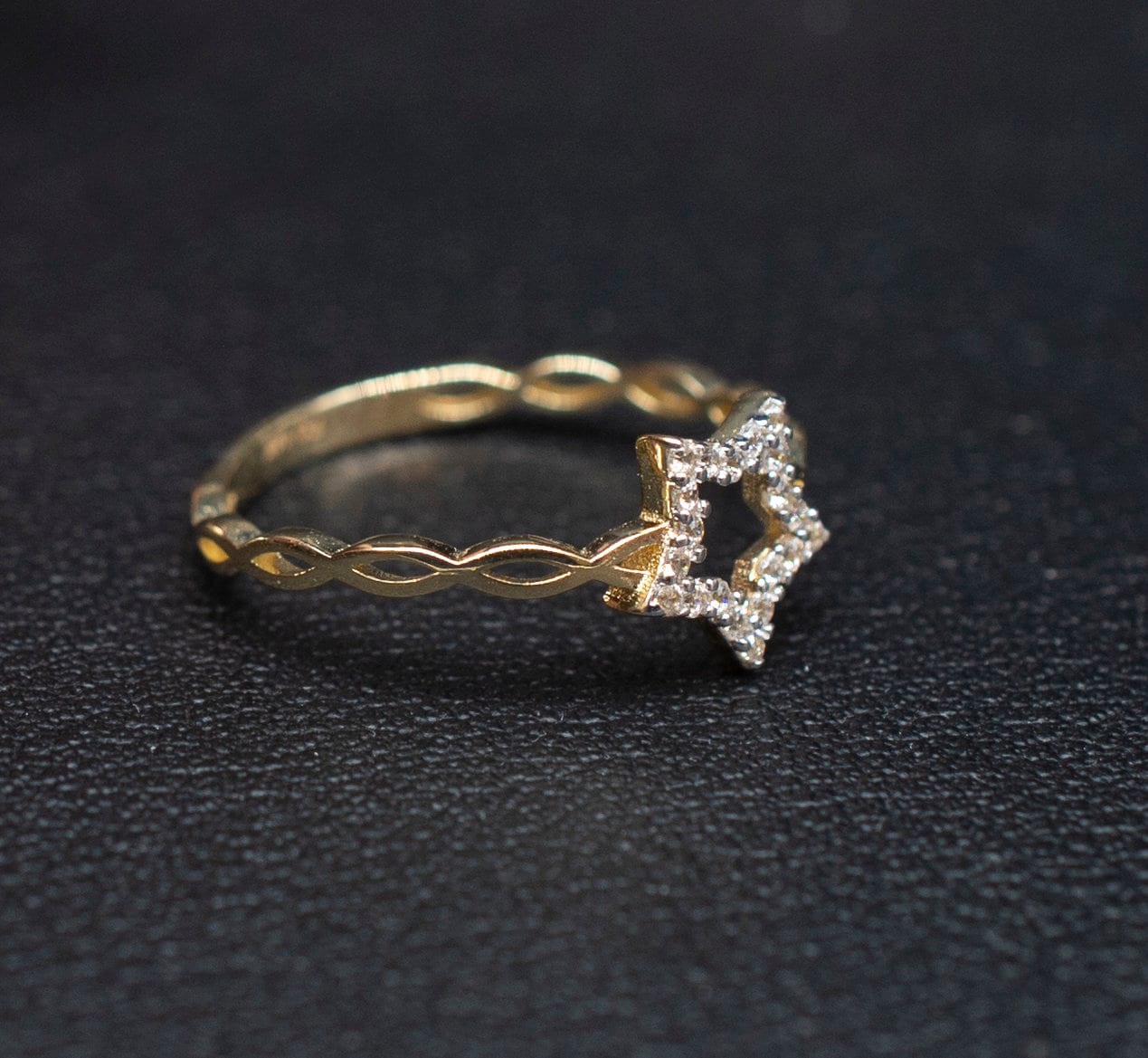 14k Real Solid Yellow Gold Star Ring, 14k Solid Gold Women Dainty Ring, Star Symbol Gemstone Gold Ring for Women, Gift, Gold Ring