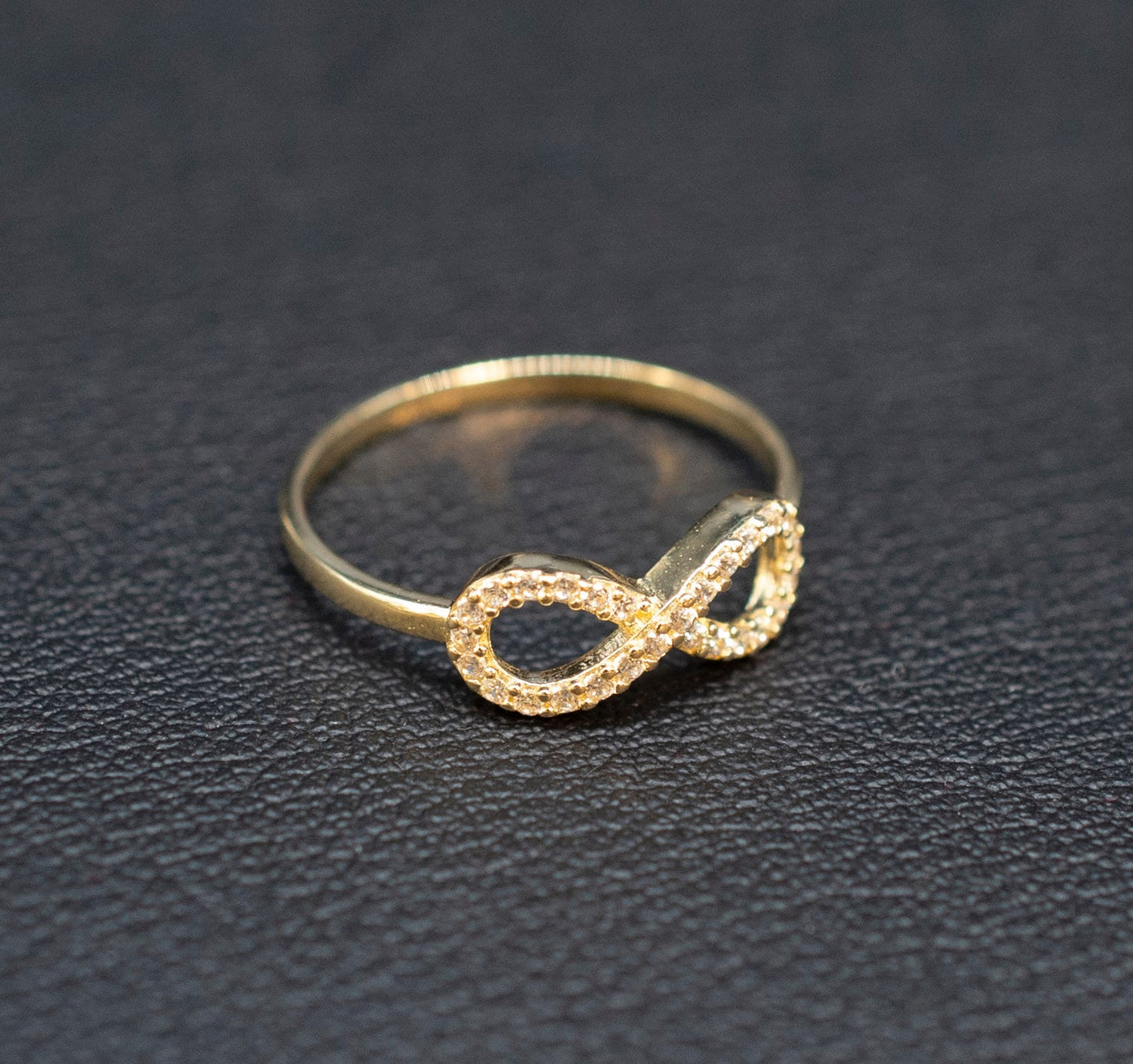10k Real Solid Yellow Gold Infinity Ring, 10k Solid Gold Women Dainty Ring, Infinity Symbol Gemstone Gold Ring for Women, Gift, Gold Ring