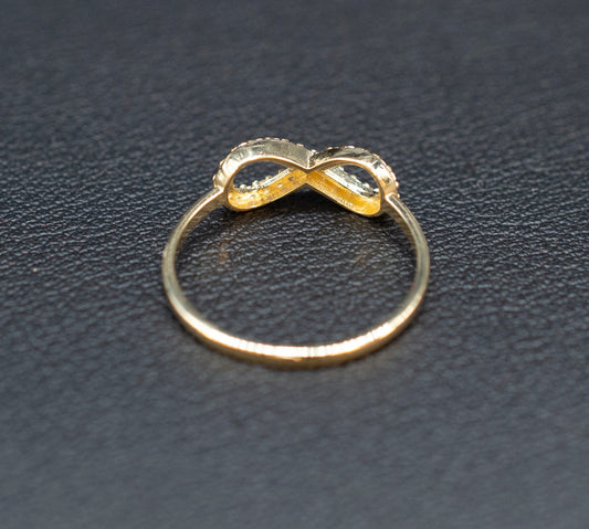 14k Real Solid Yellow Gold Infinity Ring, 14k Solid Gold Women Dainty Ring, Infinity Symbol Gemstone Gold Ring for Women, Gift, Gold Ring