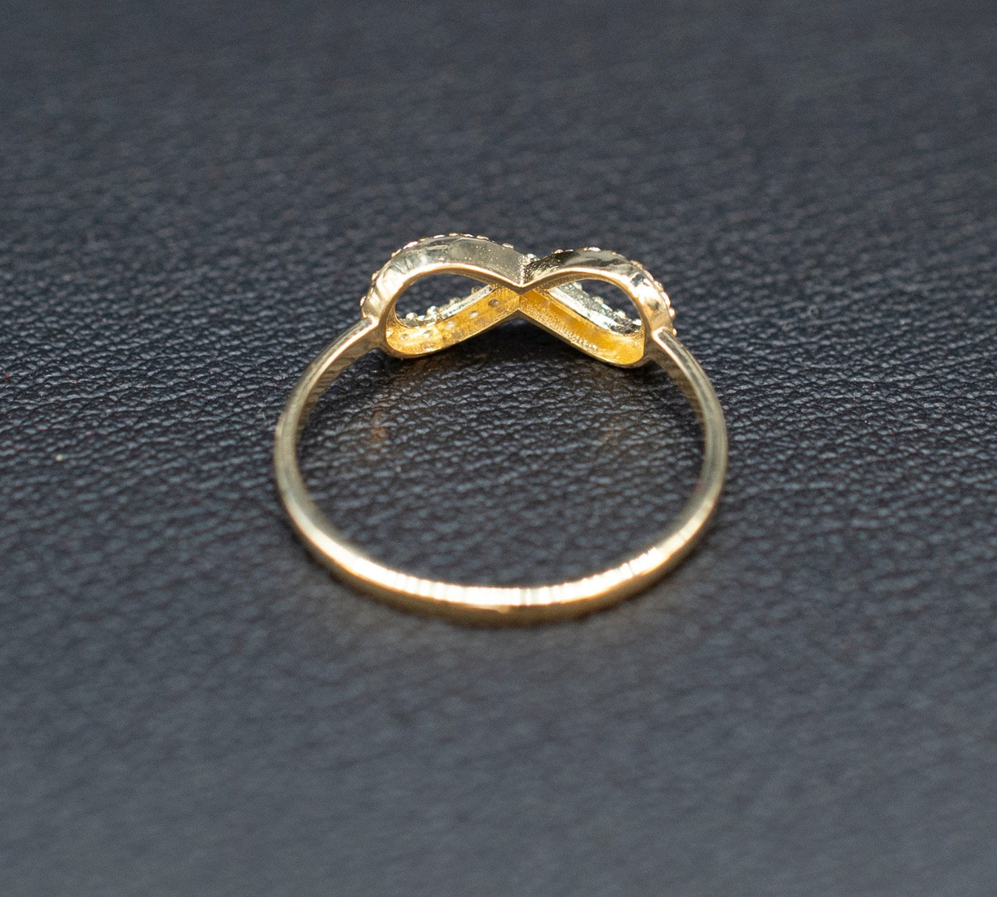 10k Real Solid Yellow Gold Infinity Ring, 10k Solid Gold Women Dainty Ring, Infinity Symbol Gemstone Gold Ring for Women, Gift, Gold Ring