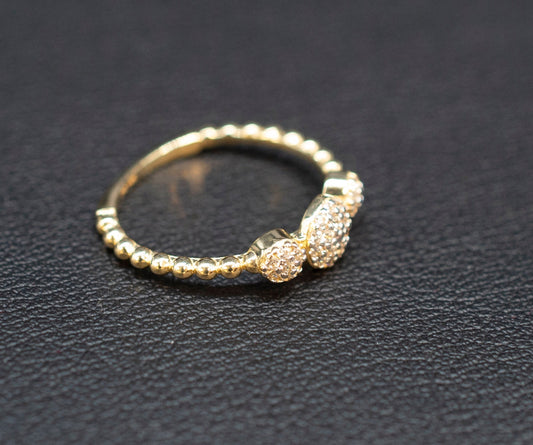 14k Real Solid Yellow Gold Triple Bead Ball Ring, 14k Solid Gold Women Ring, Bad Ball Gemstone Gold Ring for Women, Gift, Gold Ring