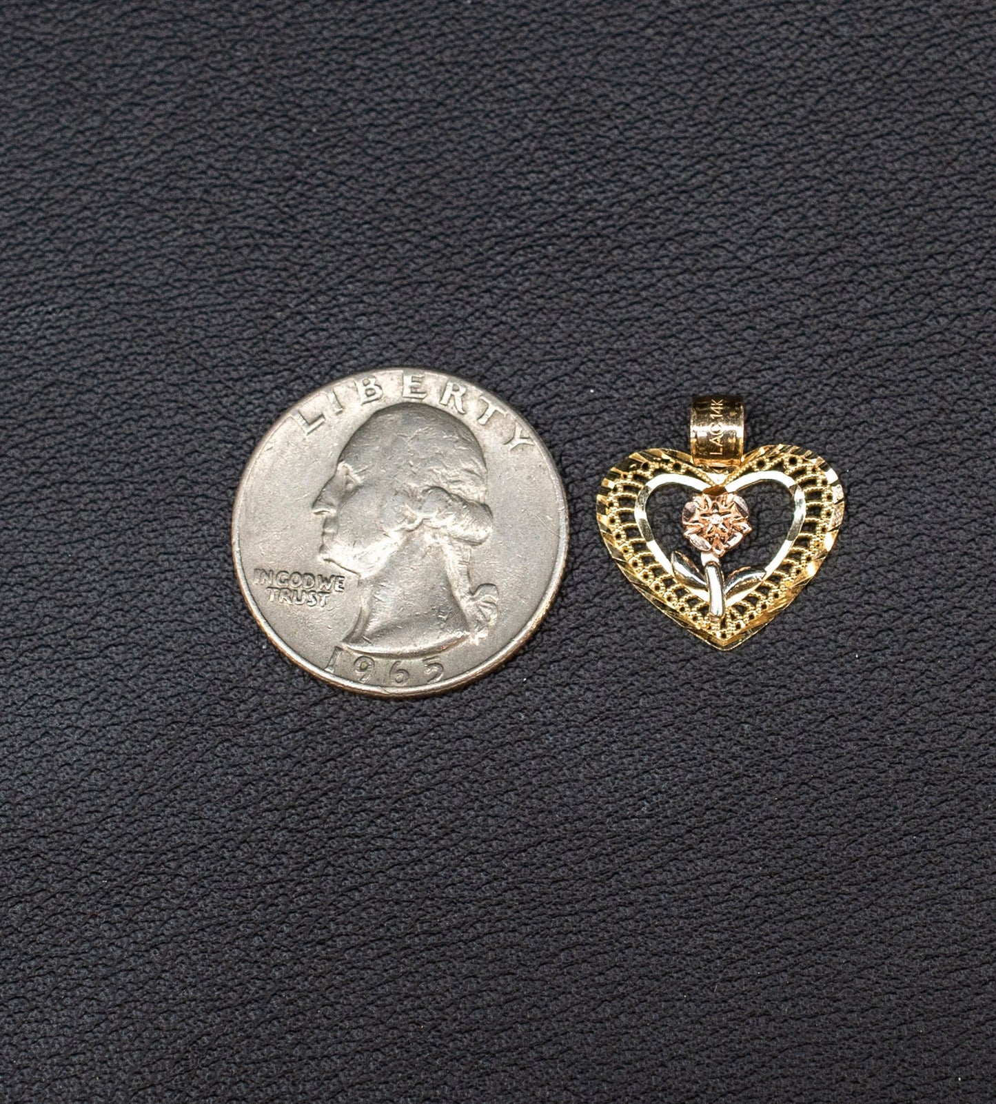 14k Real Gold Heart Rose Necklace,14K Real SOLID Gold Heart Charm, 14k Real Gold 1.3mm SOLID Cable  Chain Necklace, Gold Heart Pendant