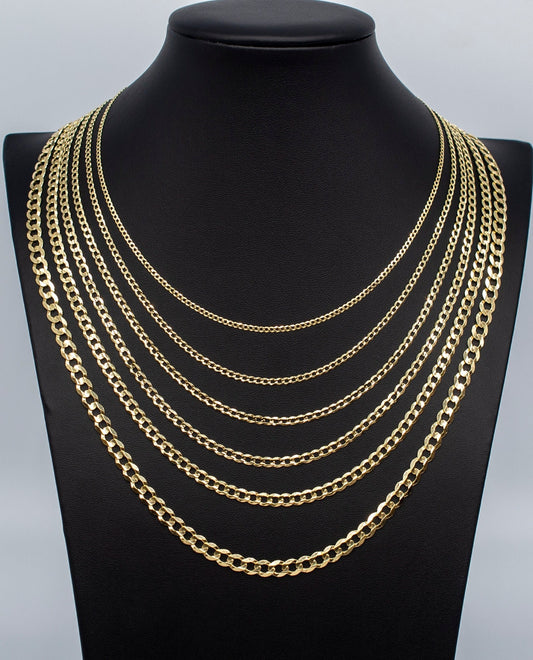 14K Real SOLID Gold Cuban Curb Link Chain, 1.5mm-5.8mm SOLID Cuban Curb Chain,14K SOLID Gold Chain Necklace Man and Woman,14K Heavy Chain