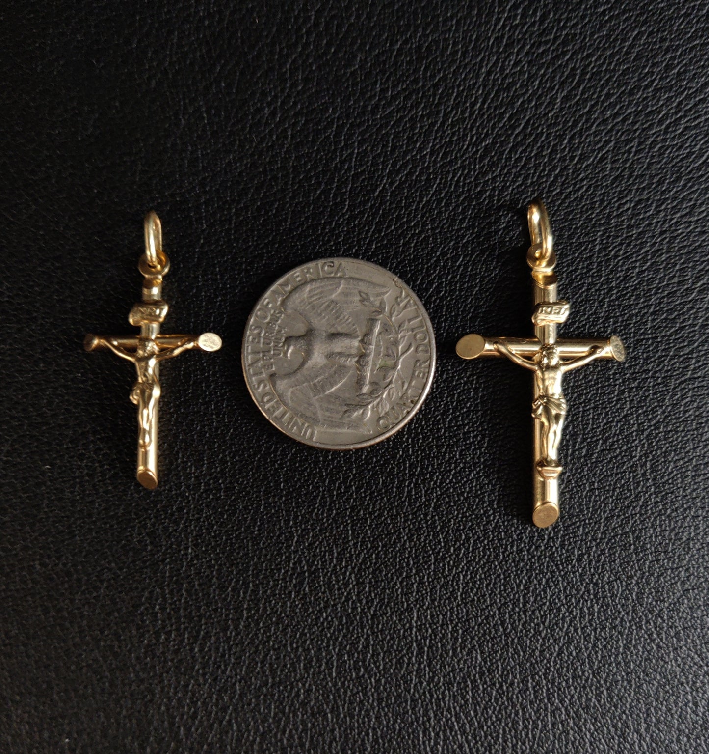 14k Real Gold Jesus Crucifix Pendants Necklace, with 3mm Miami Cuban Chain Necklace , Cross, Gold Inri Cross, Gift