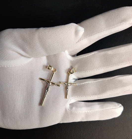 14k Real Solid Gold Jesus Crucifix Pendants Necklace, with 14k 3mm Miami Cuban Chain Necklace , Cross Pendant , 14K Gold Cross, Gift
