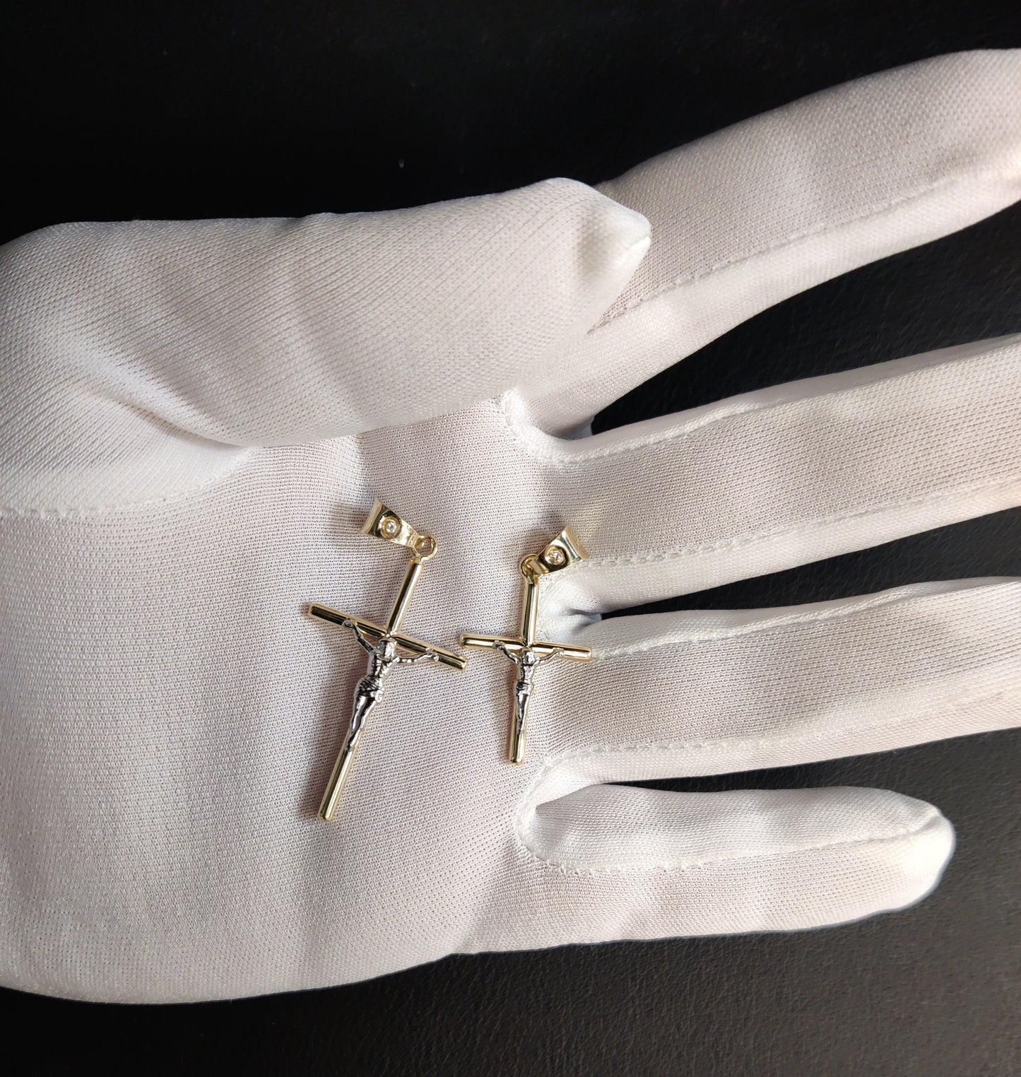 14k Real Solid Gold Jesus Crucifix Pendants Necklace, with 14k 3mm Miami Cuban Chain Necklace , Cross Pendant , 14K Gold Cross, Gift