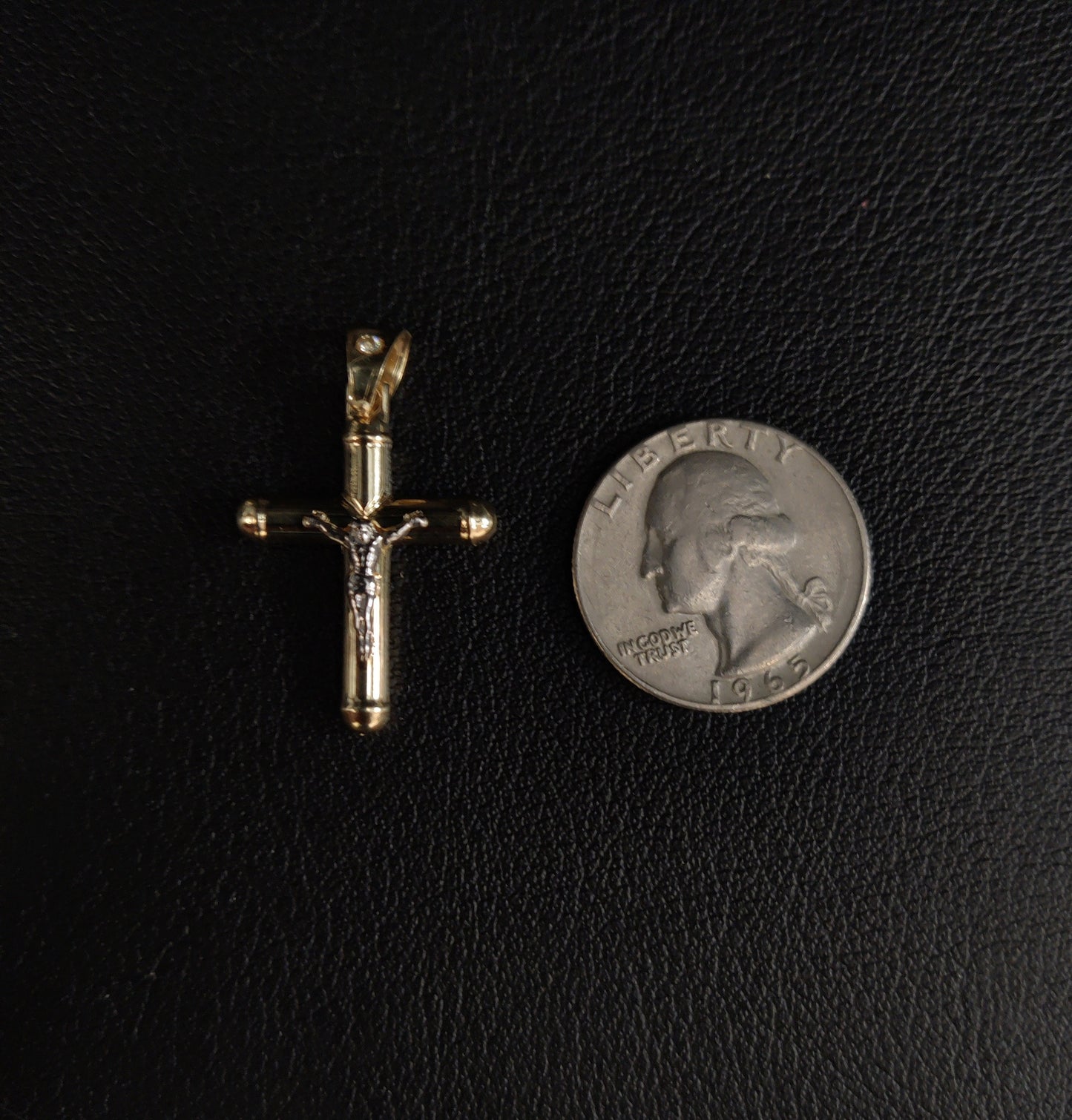 14k Real Solid Gold Jesus Crucifix Pendants Necklace, with 3mm Miami Cuban Chain Necklace , Cross Pendant , Gold Inri Cross, Gift