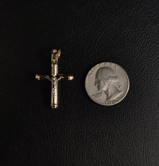 14k Real Solid Gold Jesus Crucifix Pendants Necklace, with 3mm Miami Cuban Chain Necklace , Cross Pendant , Gold Inri Cross, Gift