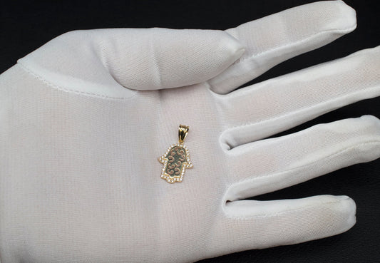 14k Real Gold Hamsa Hand Necklace,14K Real SOLID Gold Fatima Hand Charm, 14k Real Gold 1.3mm Cable Chain Necklace, Gold Hamsa Hand Pendant