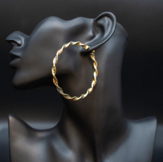 14k Real Solid  Gold Twisted Tricolor Hoop Earrings, Tricolor Hoop High Quality Earring, 30mm-70mm Gold Hoop Earrings,Women Earrings