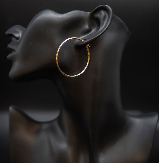 14k Real Solid  Gold  Diamond Cut Tricolor Hoop Earrings, Tricolor Hoop High Quality Earrings, 14mm-44mm Gold Hoop Earrings,Women Earrings