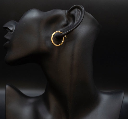 14k Real Solid Yellow Gold Hoop Earrings, High Quality Gold Hoop Earrings,14k Square Tube Hoop Earrings, 20mm-44mm Women Earrings