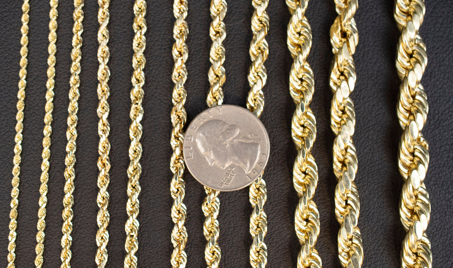 10K Gold Rope Chain Gold Rope Chain  Bracelet 3mm, 3.6mm, 4mm, 4.5mm, 5mm, 6mm 10K Gold Rope Bracelet, 10K Gold Chain,  Men, Women