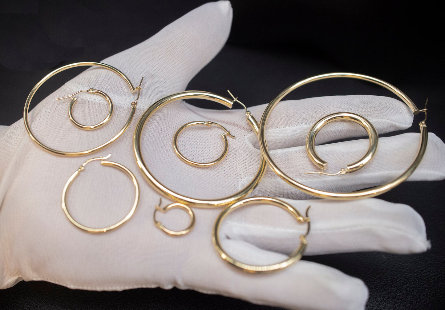 Real 10k Yellow Gold Hoop Earrings 2mm, 3mm, 4mm  Thickness, 15mm-70mm Gold Hoop Earrings