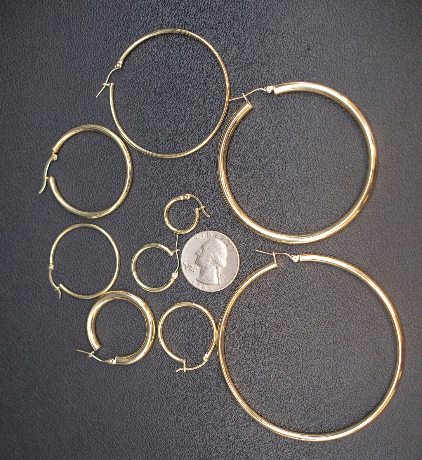 Real 10k Yellow Gold Hoop Earrings 2mm, 3mm, 4mm  Thickness, 15mm-70mm Gold Hoop Earrings