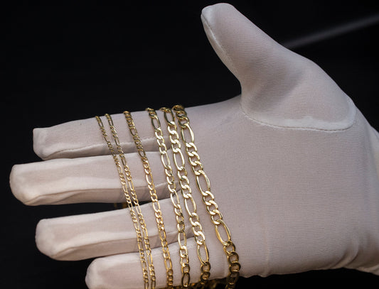 10K Yellow Gold Figaro Chain Necklace,2mm - 6.6mm 16" - 28" Inch, 10k Thick Link Chain, Real 10k Gold Chain, Gold Figaro Chain, Men Women