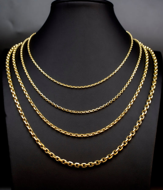 Solid 10K Real Gold Rolo Chain, 10k Diamond Cut Round Rolo Chain, 10k Rolo Necklace, 10k Chunky Round Box Chain, Women and Men Chain