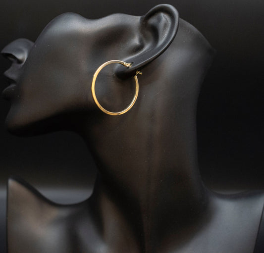 14k Real Solid Yellow Gold Hoop Earrings, High Quality Gold Hoop Earrings,14k Square Tube Hoop Earrings, 20mm-44mm Women Earrings