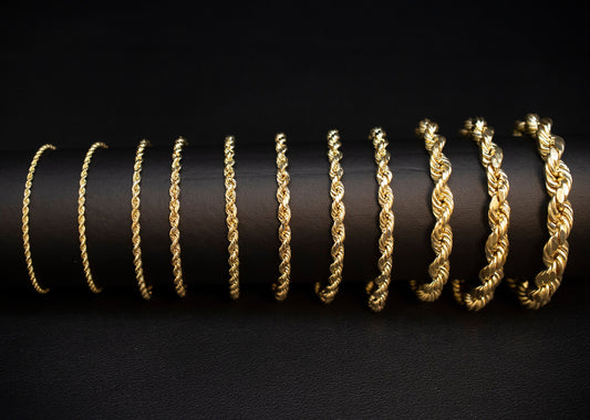 10K Gold Rope Chain Gold Rope Chain  Bracelet 3mm, 3.6mm, 4mm, 4.5mm, 5mm, 6mm 10K Gold Rope Bracelet, 10K Gold Chain,  Men, Women