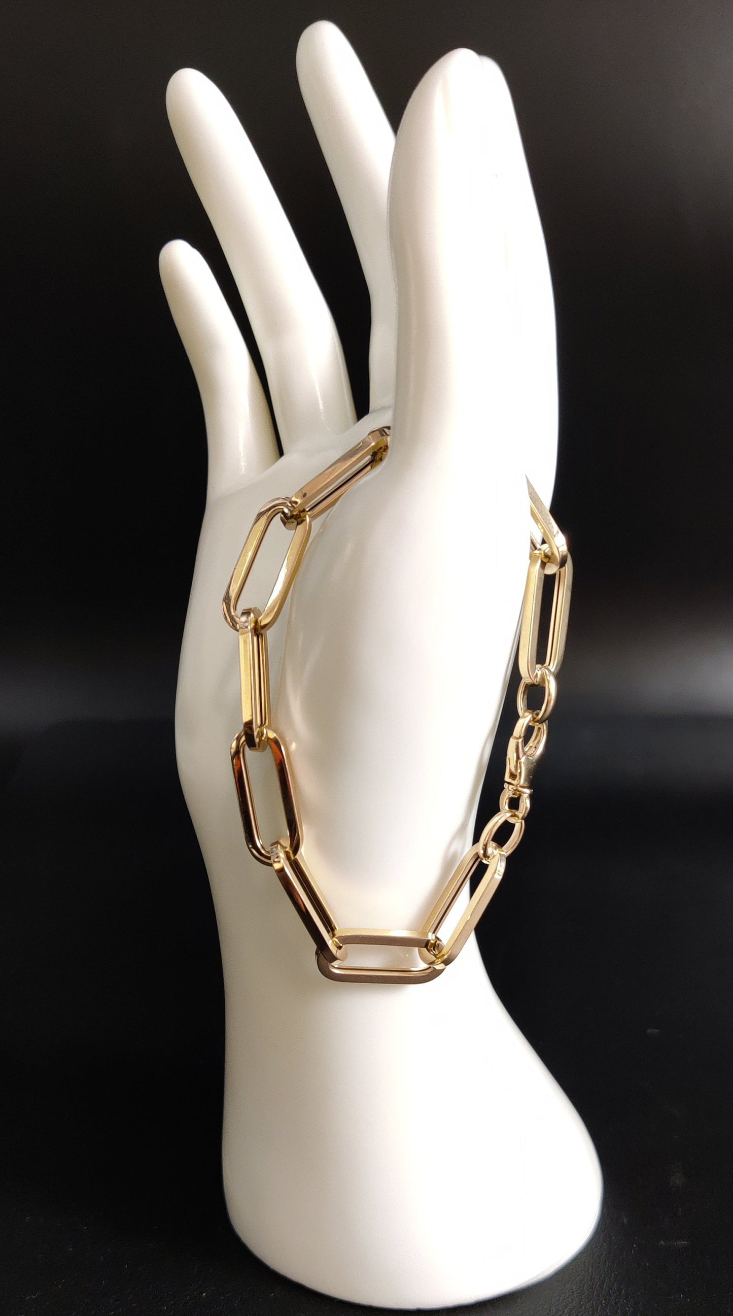 14K Gold Heavy Paperclip Chain Necklace, Real Yellow Gold Chunky Paperclip Chain, 9mm Gold Link Necklace, Men Women Jewelry