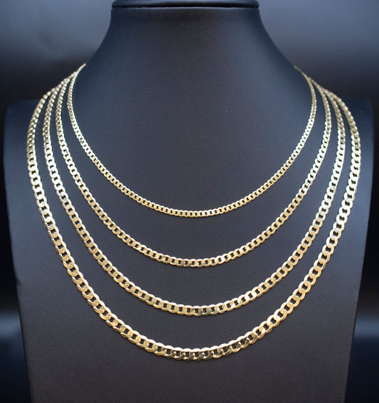 10K Real SOLID Gold Cuban Curb Link Chain, 3mm-5.2mm SOLID Cuban Curb Chain,10K SOLID Gold Chain Necklace Man and Woman,10K Heavy Chain
