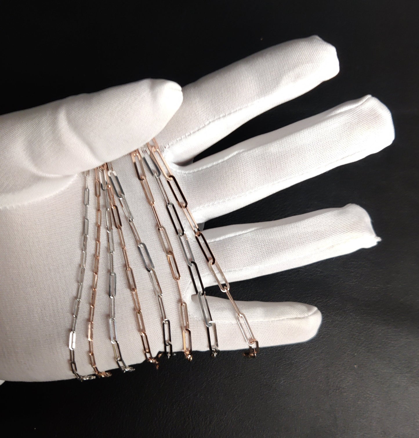 Real 14k Solid Gold Paperclip Chain Bracelet 2.2MM - 3.8MM, 14k Rose and White Gold Women Bracelet,Fancy Gold Bracelet,14k Gold Paperclips